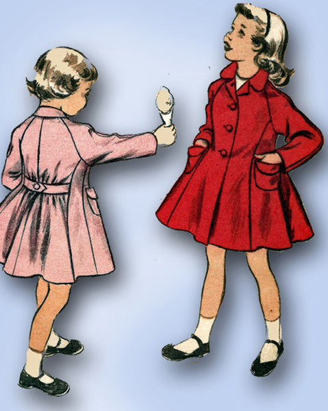1950s Vintage Advance Sewing Pattern 6194 Toddler Girls Princess Coat Size 4 23B