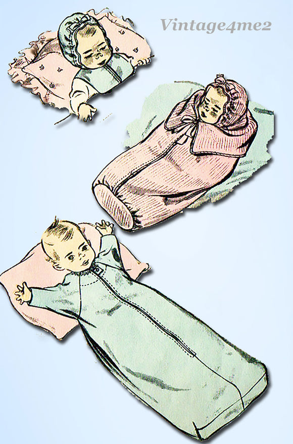 Advance 6239: 1940s Cute Infants Layette w Sleeper Vintage Sewing Pattern