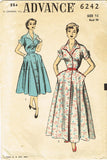 1950s Vintage Advance Sewing Pattern 6242 Charming Misses House Dress Sz 32 Bust - Vintage4me2