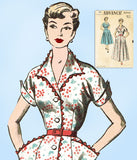 1950s Vintage Advance Sewing Pattern 6242 Charming Misses House Dress Sz 32 Bust - Vintage4me2