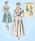 1950s Vintage Advance Sewing Pattern 6242 Charming Misses House Dress Sz 32 Bust - Vintage4me2