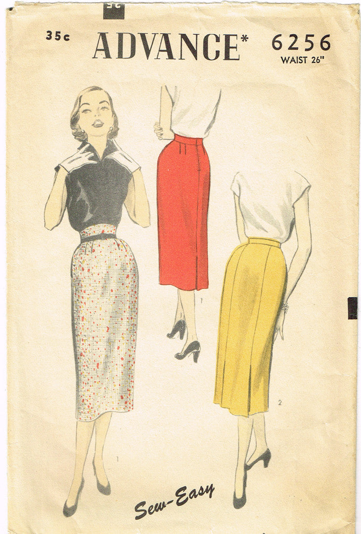 1950s Vintage Advance Sewing Pattern 6256 Sew Easy Misses Pencil