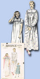 1950s Vintage Advance Sewing Pattern 6258 Uncut Mother Daugher Nightgown Sz 32 B -Vintage4me2