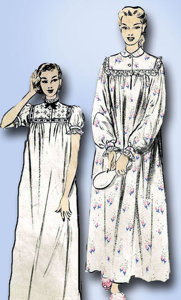 1950s Vintage Advance Sewing Pattern 6258 Uncut Mother Daugher Nightgown Sz 32 B -Vintage4me2