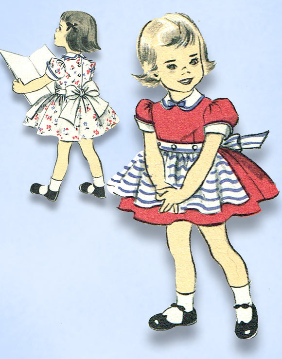 1950s VTG Advance Sewing Pattern 6311 Designer Helen Lee Toddler Girls Dress Sz6