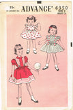 1950s Vintage Advance Sewing Pattern 6350 Uncut Toddler Girls Dress Size 2 21B