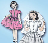 1950s Vintage Advance Sewing Pattern 6403 Uncut Girls Confirmation Dress Size 8