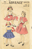 1950s Vintage Advance Sewing Pattern 6423 Toddler Girls Halter Dress Size 6 24B