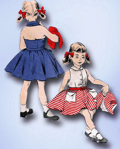 1950s Vintage Advance Sewing Pattern 6423 Toddler Girls Halter Dress S –  Vintage4me2