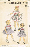 1950s Vintage Advance Sewing Pattern 6455 Toddler Girls Party Dress Size 4 23B