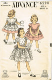 1950s Vintage Advance Sewing Pattern 6598 Toddler Girls Sweetheart Party Dress 6