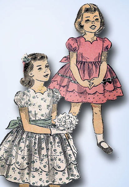 1950s Vintage Advance Sewing Pattern 6598 Toddler Girls Sweetheart Party Dress 6