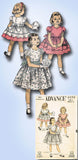 1950s Vintage Advance Sewing Pattern 6598 Toddler Girls Sweetheart Party Dress 6
