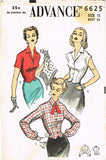 1950s Vintage Advance Sewing Pattern 6625 Misses Fitted Blouse Size 15 33 Bust