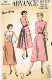 1950s Vintage Advance Sewing Pattern 6633 Uncut Misses Easy Dress Size 14 32 B