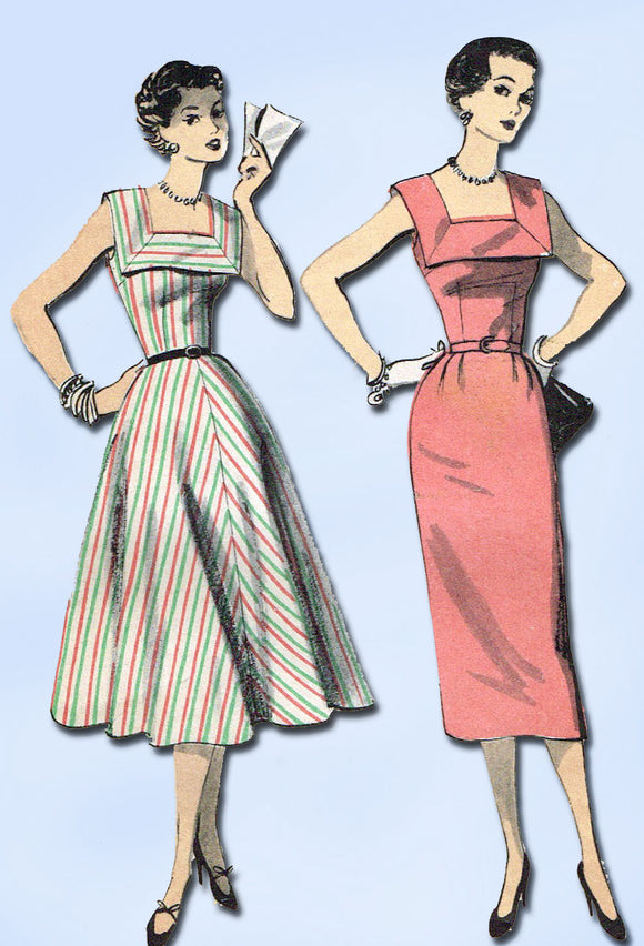 1950s Vintage Misses Easy Dress Uncut 1954 Advance Sewing Pattern 6643 Size 16