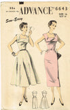 1950s Vintage Misses Easy Dress Uncut 1954 Advance Sewing Pattern 6643 Size 16