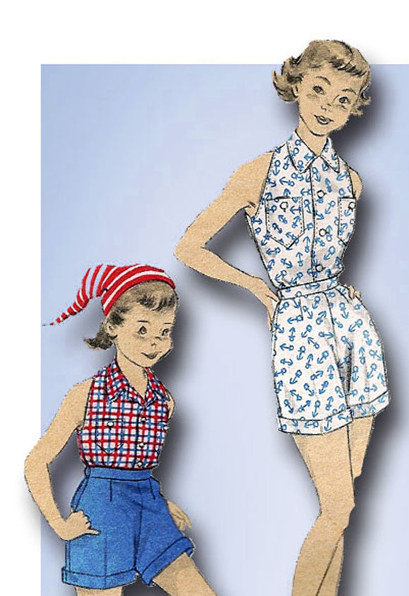 1950s Vintage Advance Sewing Pattern 6765 Toddler Girl's Summer Play Suit Size 6