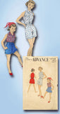 1950s Vintage Advance Sewing Pattern 6765 Toddler Girl's Summer Play Suit Size 6