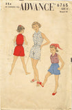 1950s Vintage Advance Sewing Pattern 6765 Toddler Girl's Summer Play Suit Size 6
