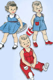1950s Vintage Advance Sewing Pattern 6897 Baby Boys & Girls Overalls & Dress 6mo