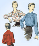 1950s Vintage Advance Sewing Pattern 6907 Uncut Misses Button Waist Blouse Sz 16