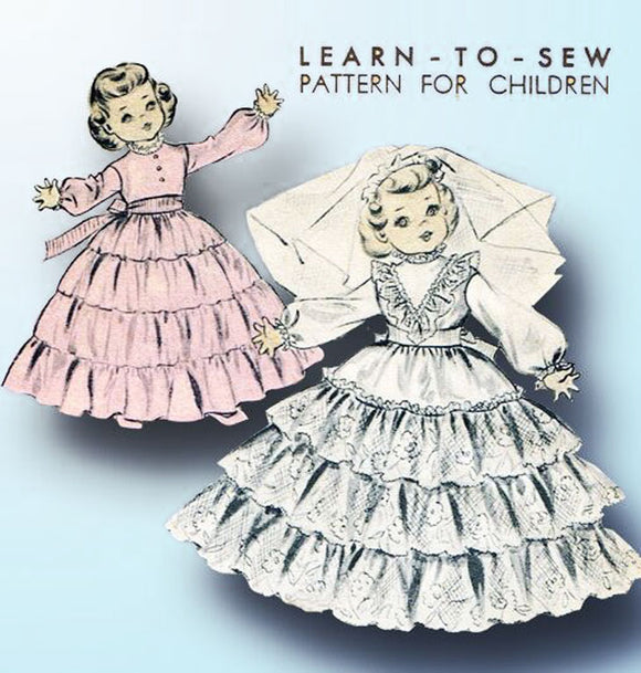 1950s Vintage Advance Sewing Pattern 6919 Learn to Sew 19 In Toni Doll Clothes
