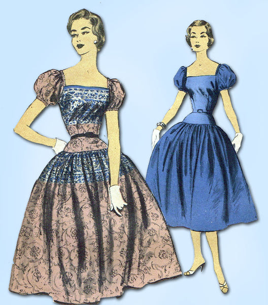 1950s Vintage Advance Sewing Pattern 6966 Designer Misses Cocktail Dress 32B