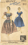 1950s Vintage Advance Sewing Pattern 6966 Designer Misses Cocktail Dress 32B