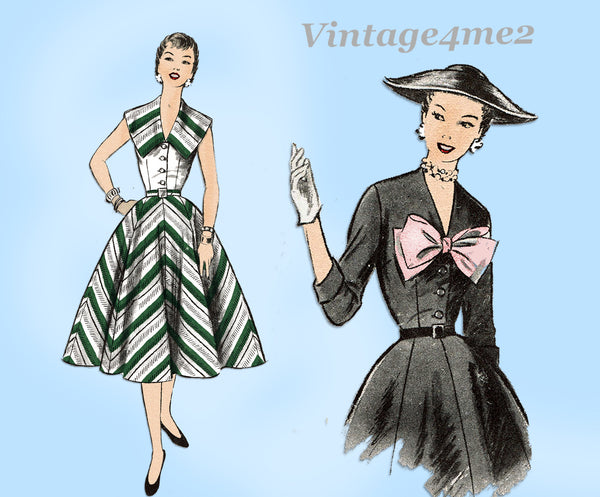 Advance 6972: 1950s Stunning Misses Sun Dress Sz 36 Bust Vintage Sewing Pattern