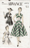 Advance 6972: 1950s Stunning Misses Sun Dress Sz 36 Bust Vintage Sewing Pattern
