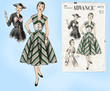 Advance 6972: 1950s Stunning Misses Sun Dress Sz 36 Bust Vintage Sewing Pattern