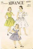 1950s Vintage Advance Sewing Pattern 6991 Uncut Toddler Girls Sunday Dress Sz 6