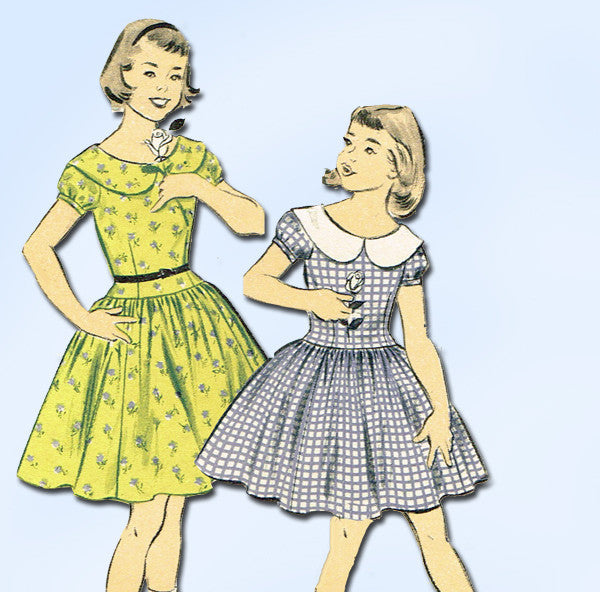 1950s Vintage Advance Sewing Pattern 6991 Uncut Toddler Girls Sunday Dress Sz 6
