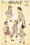 1950s Vintage Advance Sewing Pattern 7051 Uncut Toddler Twins Suit Size 3 22B