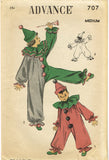 1950s Vintage Advance Sewing Pattern 707 Boys and Girls Clown Costume Sz 6 to 8
