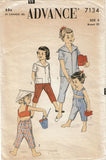 1950s Vintage Advance Sewing Pattern 7134 Cute Toddler Girls Play Clothes Size 3