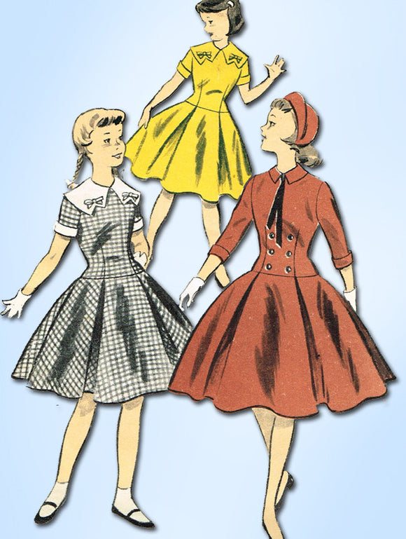 1950s Vintage Advance Sewing Pattern 7707 Toddler Girls Sunday Best Dress Size 6