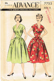 1950s Vintage Advance Sewing Pattern 7753 Uncut Misses Wrap Around Dress Sz 34 B