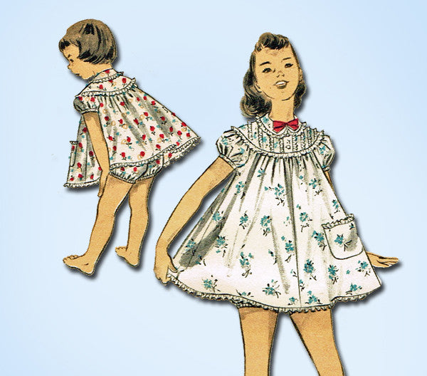 1950s Vintage Advance Sewing Pattern 7803 Toddler Girls Shortie Pajamas Size 6