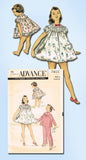 1950s Vintage Advance Sewing Pattern 7803 Toddler Girls Shortie Pajamas Size 6