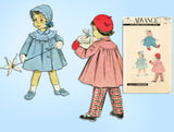 1950s Vintage Advance Sewing Pattern 7810 Baby Girls Scalloped Coat & Hat Size 1