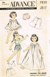 1950s Vintage Advance Sewing Pattern 7820 Learn to Sew 14 Inch Doll Clothes Set