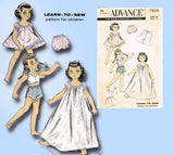 1950s Vintage Advance Sewing Pattern 7820 Learn to Sew 14 Inch Doll Clothes Set