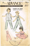 1950s Vintage Advance Sewing Pattern 7821 Learn to Sew 19 In Doll Clothes ORIG