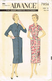 1950s Vintage Advance Sewing Pattern 7856 Uncut Misses Day Dress Size 14 32 Bust