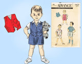 1960s Vintage Advance Sewing Pattern 7868 Baby Boys Shirt and Shorts Size 2 21B