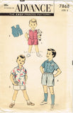 1960s Vintage Advance Sewing Pattern 7868 Baby Boys Shirt and Shorts Size 2 21B