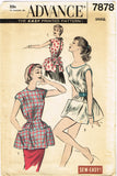 1950s Vintage Advance Sewing Pattern 7878 Easy Misses Cobbler Apron Size SM
