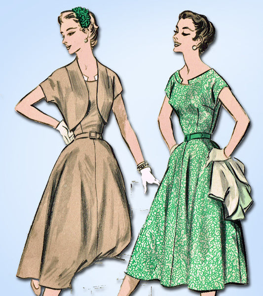 1950s Vintage Advance Sewing Pattern 7937 Misses Dress & Jacket Size 14 32 Bust